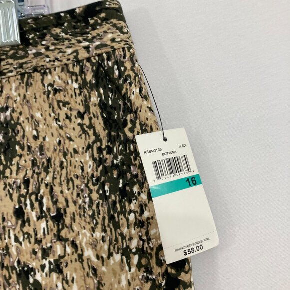 New Rafaella size 16 Black Tan Abstract Straight Leg Classic Fit Ankle Pants - Picture 4 of 12